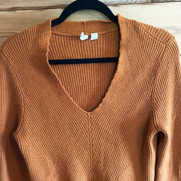 Anthropologie Moth Sweater Freeport Ribbed Knit V Neck Tie Front  Extra Small - Picture 7 of 8